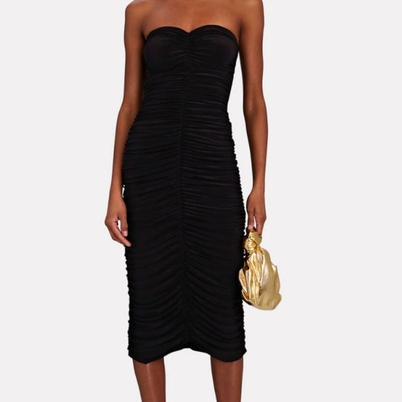Norma Kamali Dresses & Skirts - Norma Kamali Slinky Below the Knee Sweetheart Shirred Dress